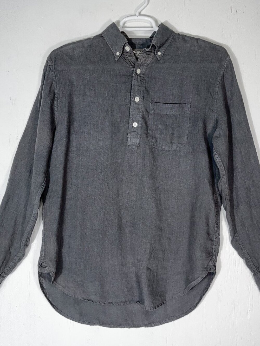 Abercrombie & Fitch Linen Blend Shirt Mens S Pullover Long Sleeve Preppy Coastal